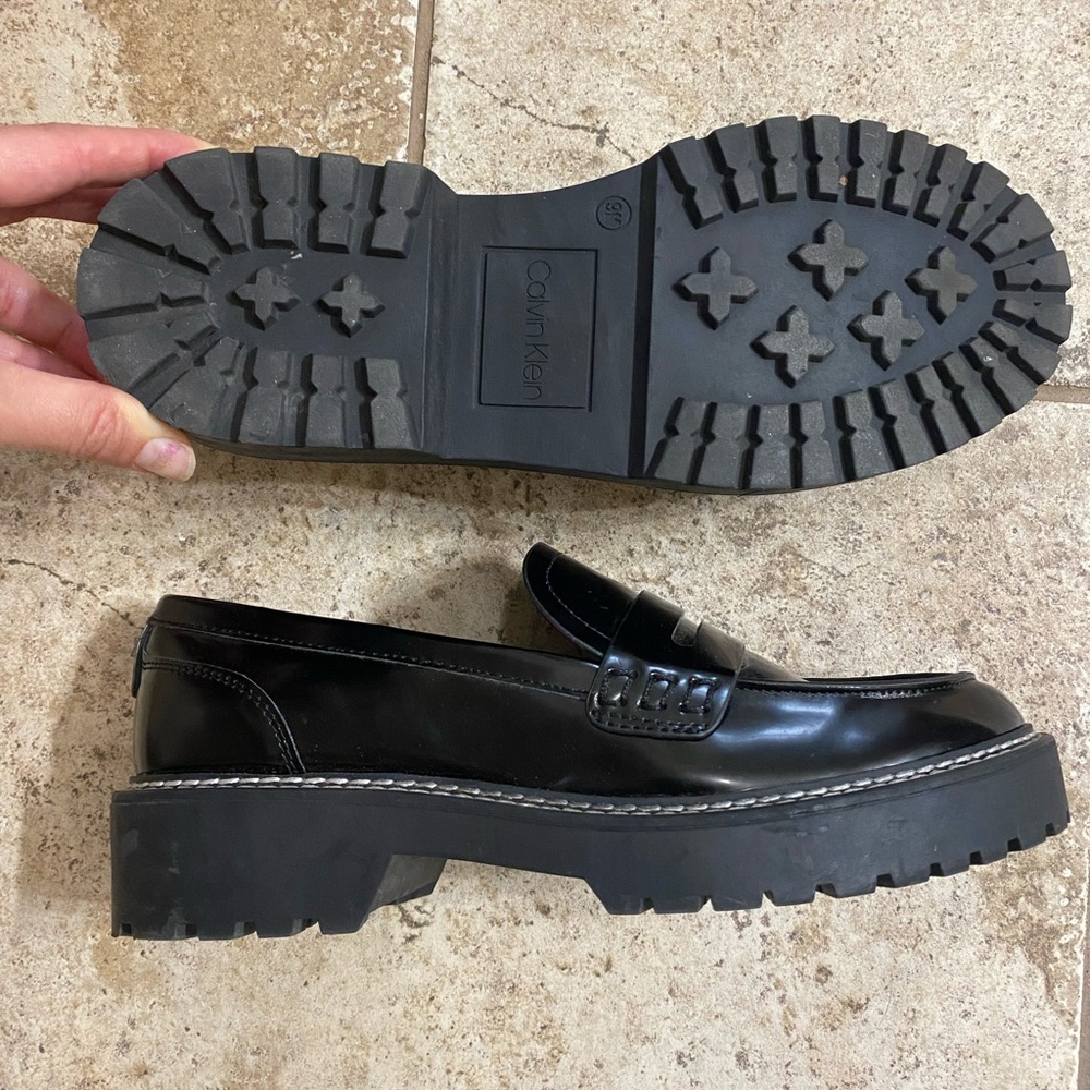 Calvin Klein black chunky loafers